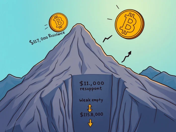 Bitcoin Price Analysis: Crucial Resistance at $117K Poses Threat