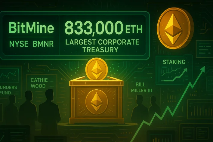 BitMine Becomes The Largest ETH Treasury Globally With Over 833,000 ETH, Following Recent Accumulation Pattern